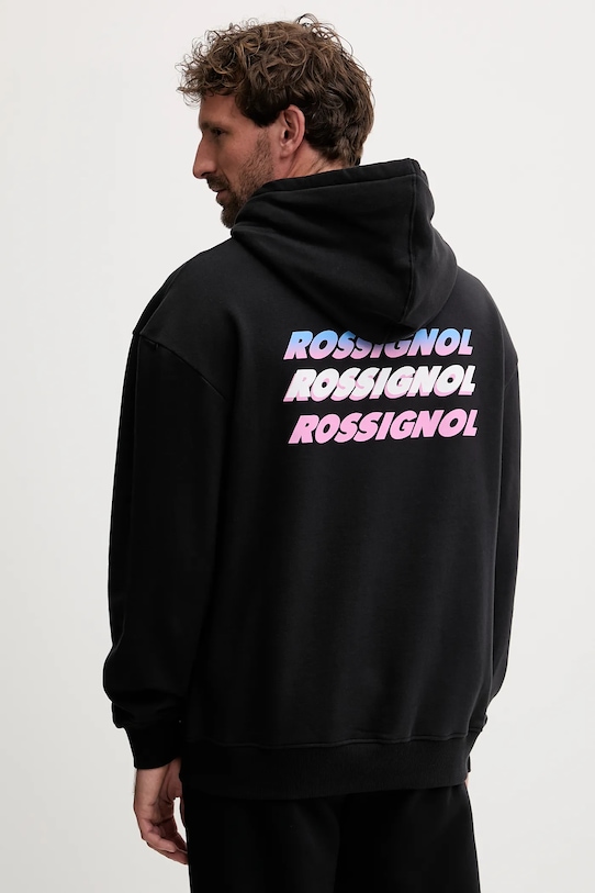Rossignol bluza bawełniana WATERFALL RELAX nadruk czarny RLOMS02