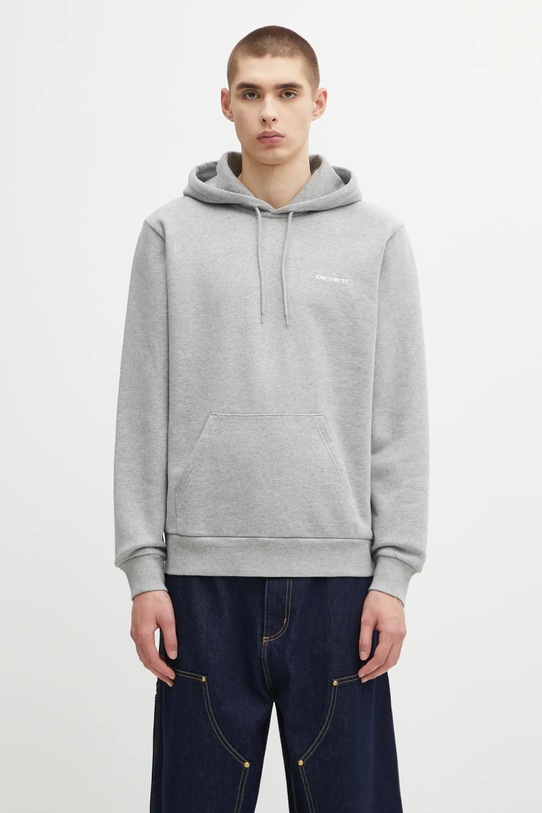Carhartt WIP bluza bawełniana Hooded Script Embroidery Sweat pozostałe szary I035392.00DXX