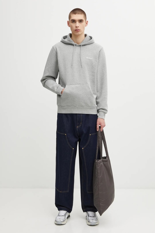 Carhartt WIP bluza bawełniana Hooded Script Embroidery Sweat I035392.00DXX szary
