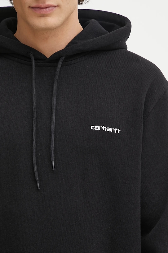 Carhartt WIP bluza bawełniana Hooded Script Embroidery Sweat czarny I035392.0D2XX