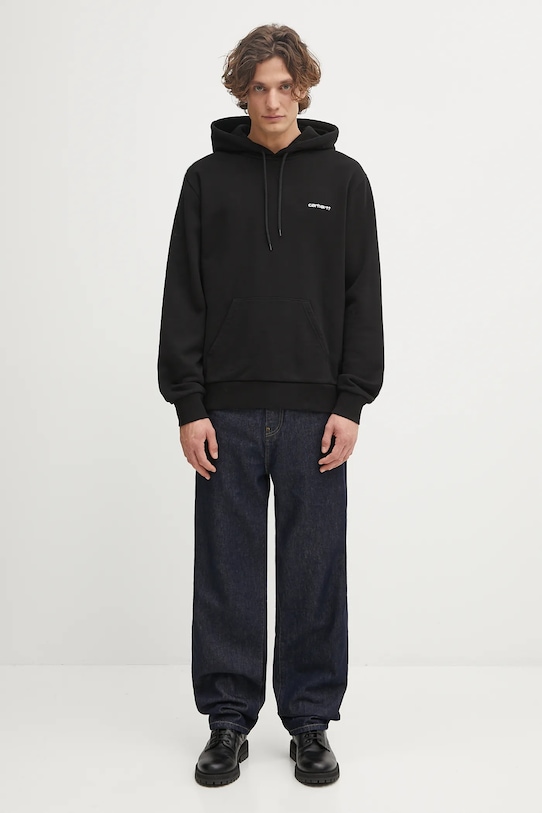 Carhartt WIP bluza bawełniana Hooded Script Embroidery Sweat I035392.0D2XX czarny