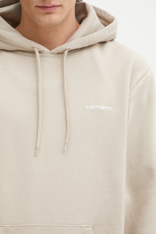 Βαμβακερή μπλούζα Carhartt WIP Hooded Script Embroidery Sweat μπεζ I035392.2W1XX