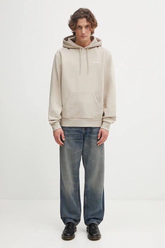 Carhartt WIP bluza bawełniana Hooded Script Embroidery Sweat I035392.2W1XX beżowy
