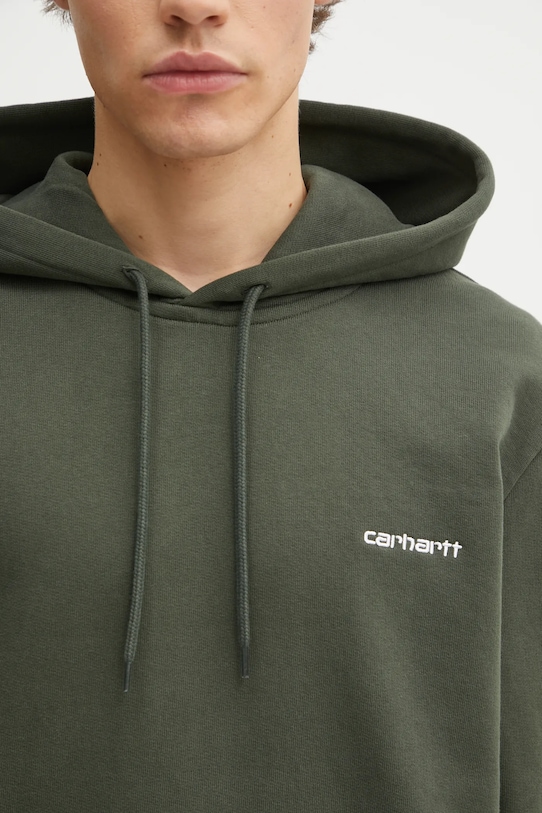Бавовняна кофта Carhartt WIP Hooded Script Embroidery Sweat зелений I035392.3CDXX