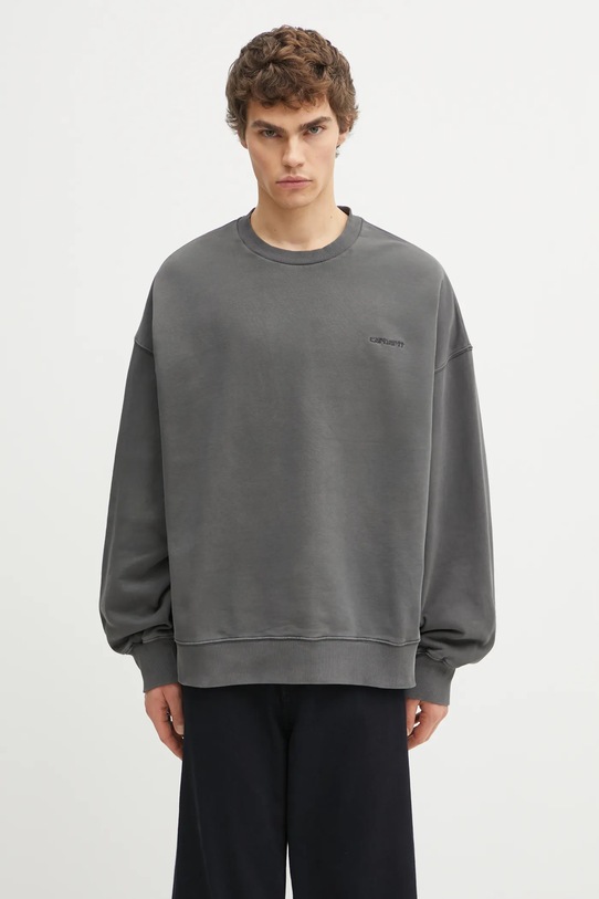 Хлопковая кофта Carhartt WIP Benton Sweat гладкий серый I035436.87GD