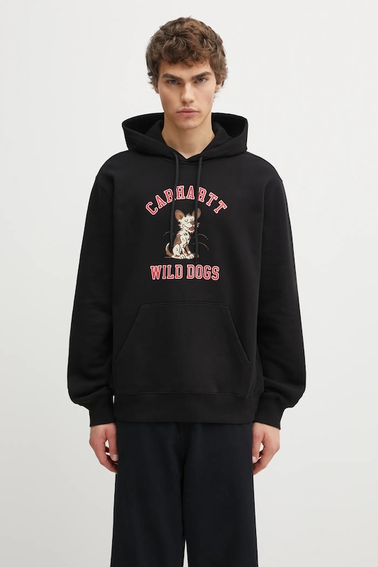 Βαμβακερή μπλούζα Carhartt WIP Hooded Wild Dog Sweat στάμπα μαύρο I035625.89XX