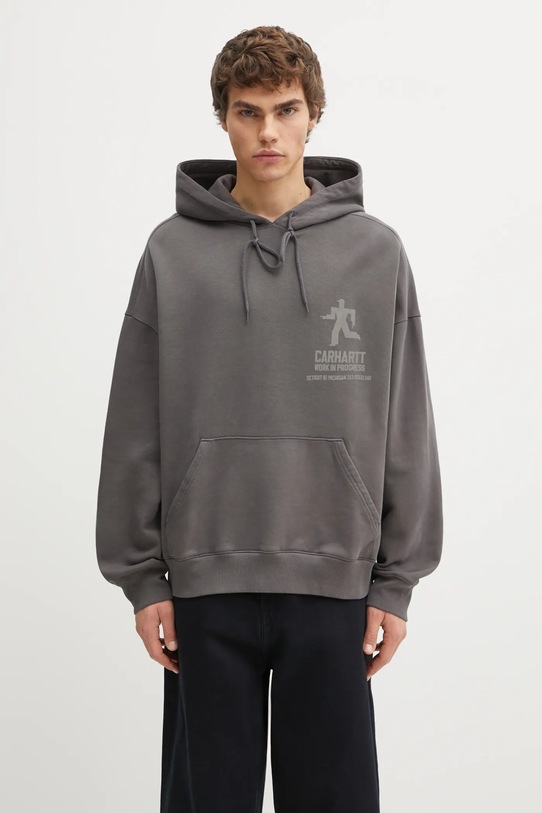 Хлопковая кофта Carhartt WIP Hooded Distance Sweat печать серый I035639.874J