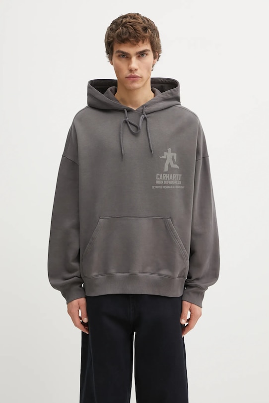 Хлопковая кофта Carhartt WIP Hooded Distance Sweat печать серый I035639.874J