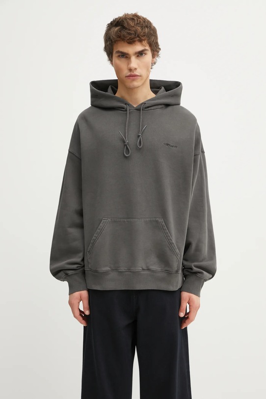 Carhartt WIP bluza bawełniana Hooded Benton Sweat z kapturem szary I034589.87GD