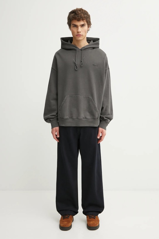 Carhartt WIP bluza bawełniana Hooded Benton Sweat I034589.87GD szary