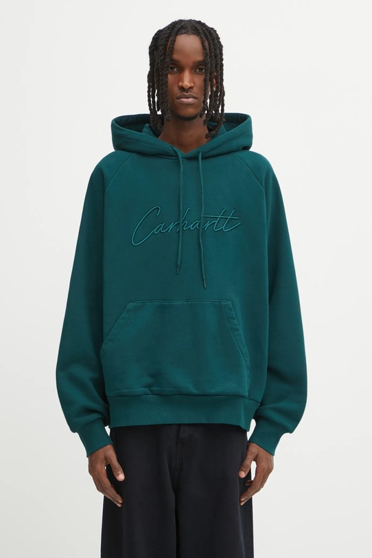 Carhartt WIP bluza bawełniana Hooded Ray Sweat bawełna zielony I035640.05AXX