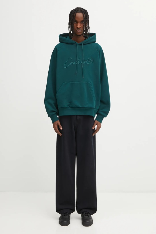 Carhartt WIP bluza bawełniana Hooded Ray Sweat I035640.05AXX zielony