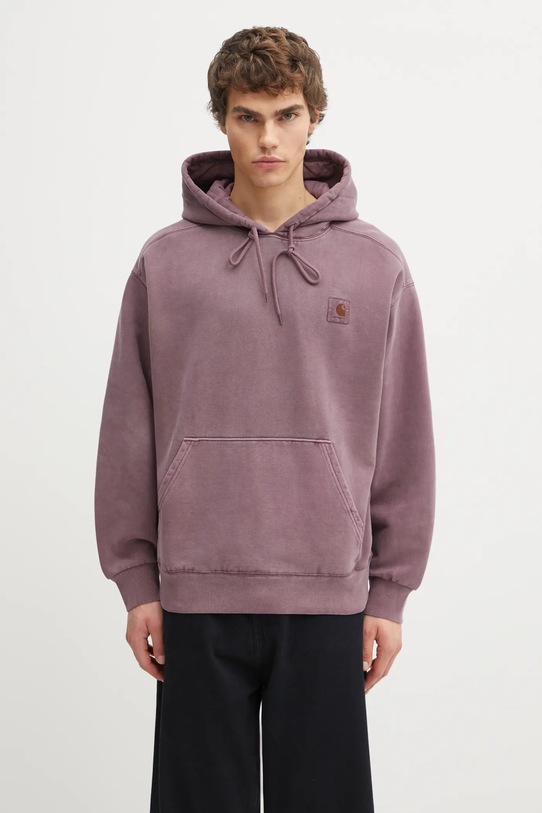 Βαμβακερή μπλούζα Carhartt WIP Hooded Vista Sweat απλό μωβ I029523.33IGD