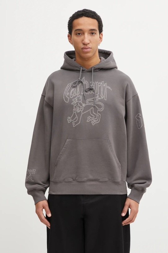 Carhartt WIP bluza bawełniana Hooded Hackwork Sweat bawełna brązowy I035641.3EGXX