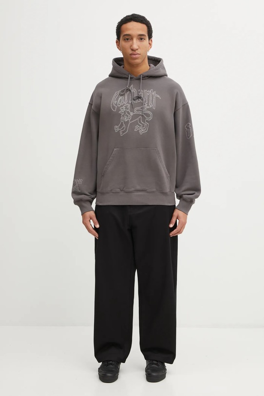 Carhartt WIP bluza bawełniana Hooded Hackwork Sweat I035641.3EGXX brązowy