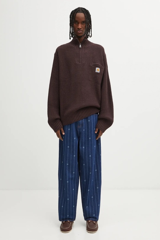 Carhartt WIP sweter z dodatkiem wełny Detroit Half Zip Sweater I035398.33HXX brązowy