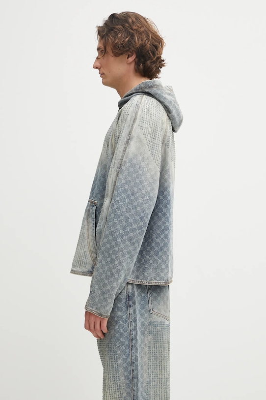 Daily Paper bluza jeansowa Destroyed Denim Hoodie 2521025 niebieski AW25