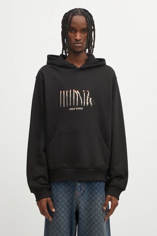 Daily Paper hanorac de bumbac Light Cycle Hoodie print negru 2521100