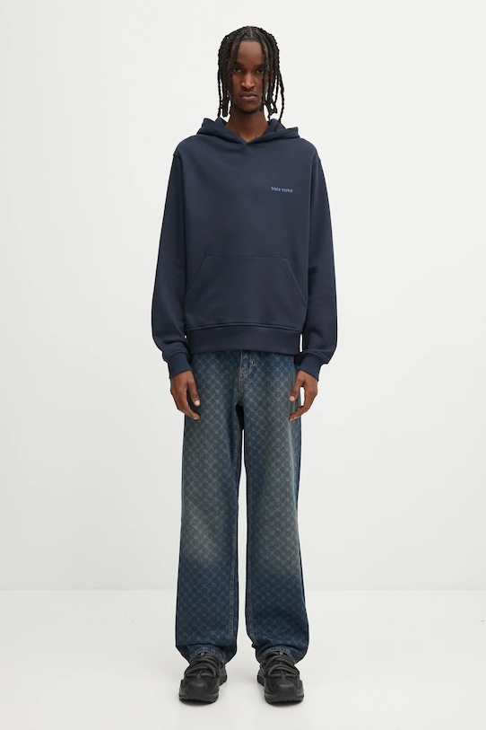 Daily Paper felpa in cotone Candle Label Hoodie 2521106 blu navy