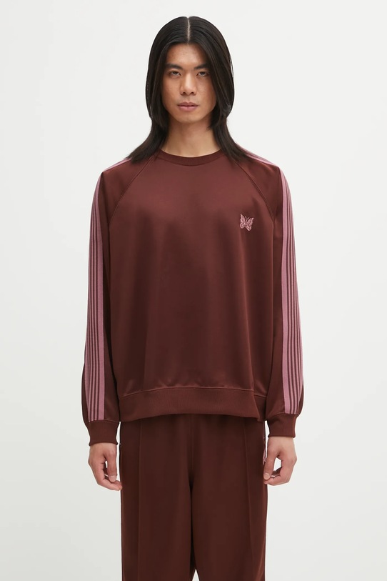 Needles bluza Track Crew Neck gładkie brązowy RW315