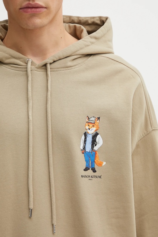 Maison Kitsuné bluza bawełniana Dressed Fox Oversize beżowy PM00707KM0340