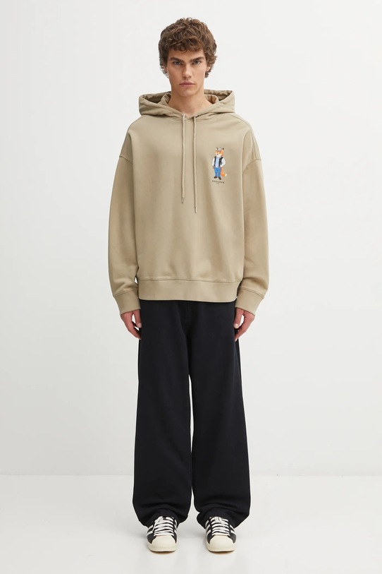Maison Kitsuné bluza bawełniana Dressed Fox Oversize PM00707KM0340 beżowy