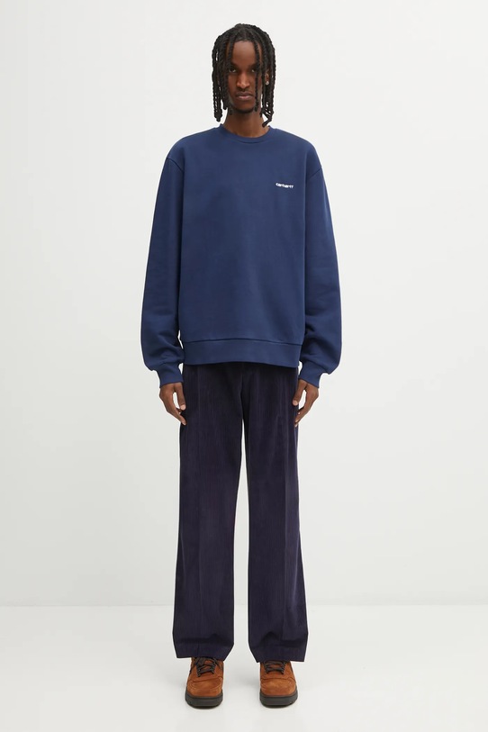 Carhartt WIP bluza bawełniana Script Embroidery I034496.3CCXX granatowy