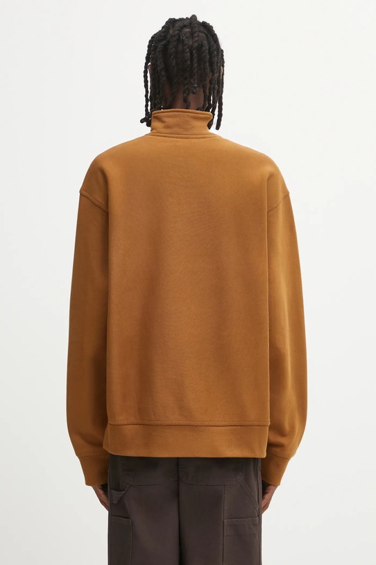 Odzież Carhartt WIP bluza Half Zip American Script I027014.HZXX brązowy
