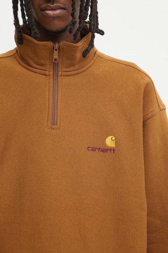 Carhartt WIP bluza Half Zip American Script brązowy I027014.HZXX