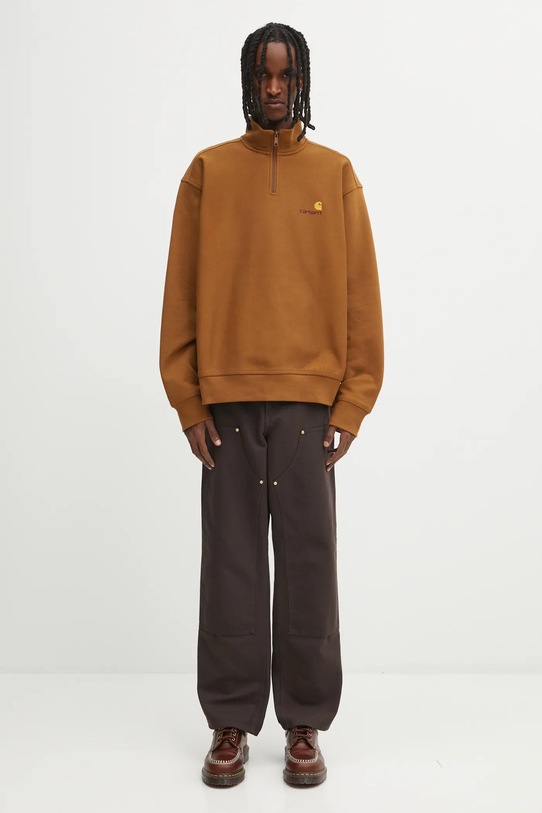 Carhartt WIP bluza Half Zip American Script I027014.HZXX brązowy