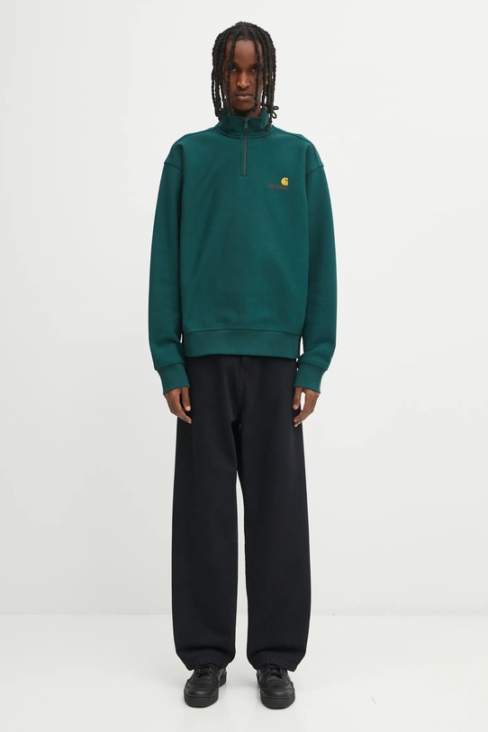 Carhartt WIP bluza Half Zip American Script I027014.05AXX zielony