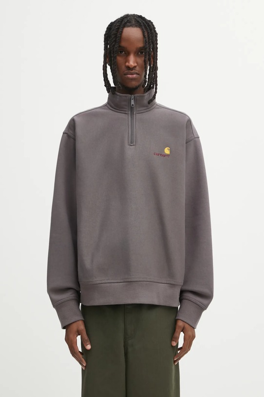 Carhartt WIP bluza Half Zip American Script pozostałe szary I027014.33CXX