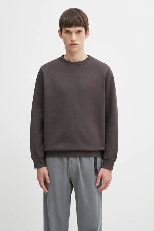 Gramicci bluza One Point Crew gładkie brązowy G308.FT