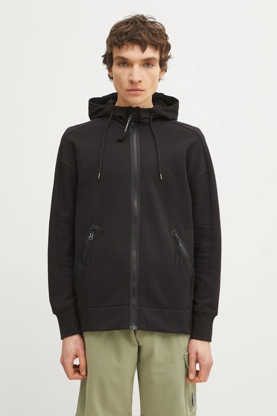 Pamučna dukserica C.P. Company bez uzorka crna RCCMSS715A005086W