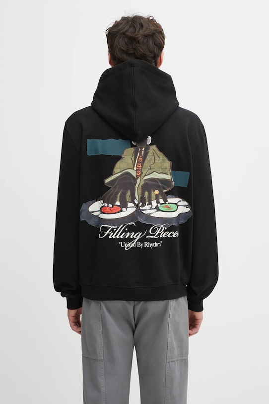 Filling Pieces bluza bawełniana Hoodie DJ nadruk czarny 422532501241