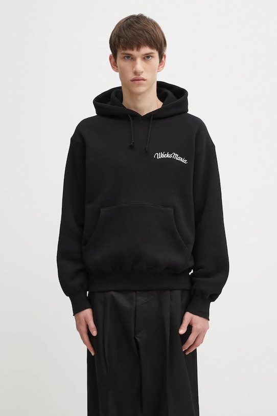 Βαμβακερή μπλούζα Wacko Maria απλικέ μαύρο 25FW.WMC.SS06