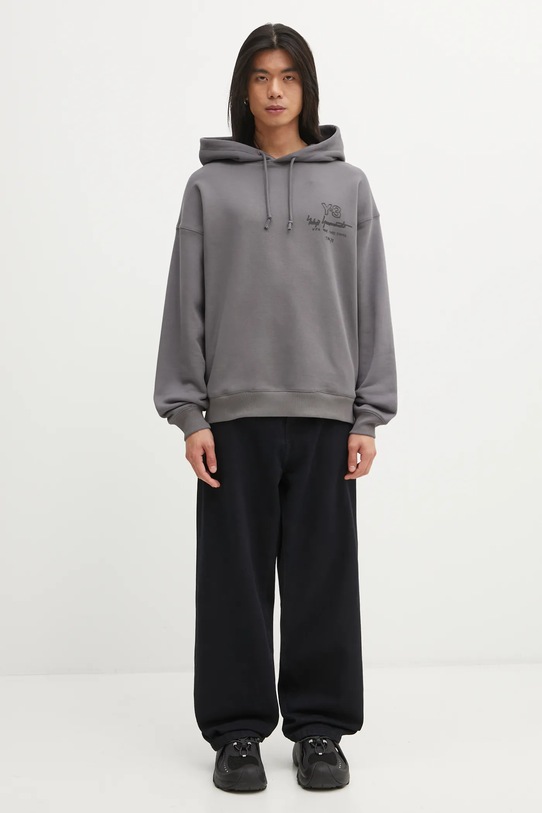 Y-3 bluza bawełniana M MERCH HODDIE KB2605 szary