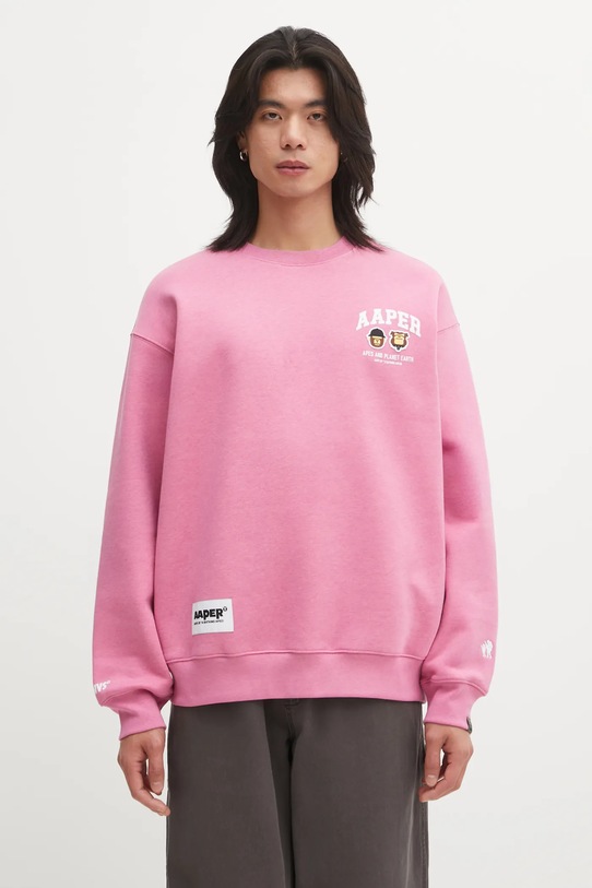 AAPE bluza Aaper Crew Neck pozostałe różowy AAPSWMC366XAP