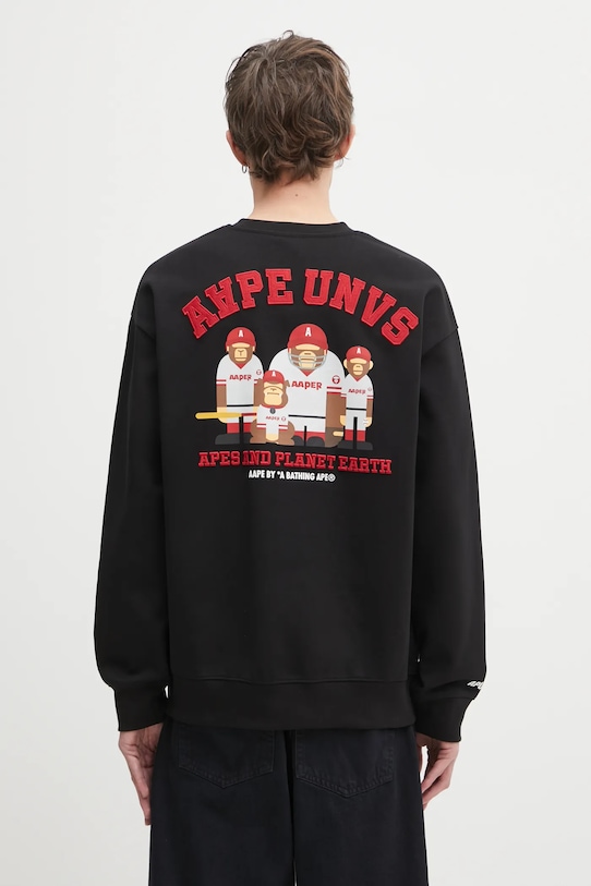 AAPE bluza Aaper Crew Neck nadruk czarny AAPSWMC368XXP
