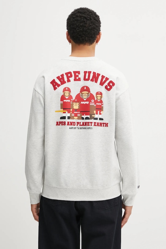 AAPE bluza Aaper Crew Neck nadruk szary AAPSWMC368XAP