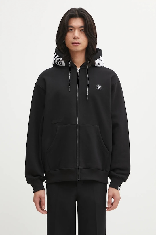 AAPE bluza Now Zip Up z kapturem czarny AAPSWMC358XXP