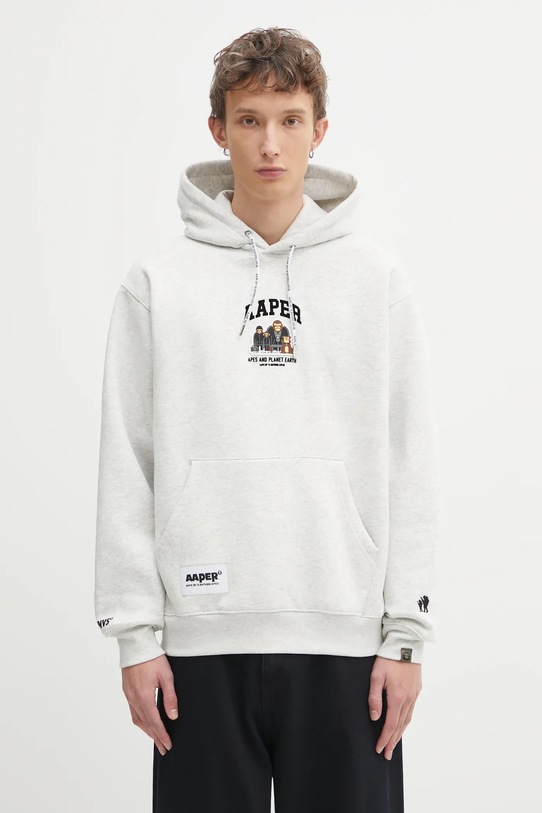 AAPE bluza Aaper Hoodie nadruk szary AAPSWMC370XAP