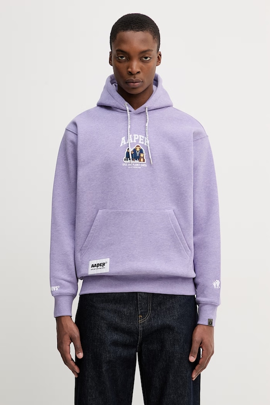 Кофта AAPE Aaper Hoodie с капюшоном фиолетовой AAPSWMC370XBP