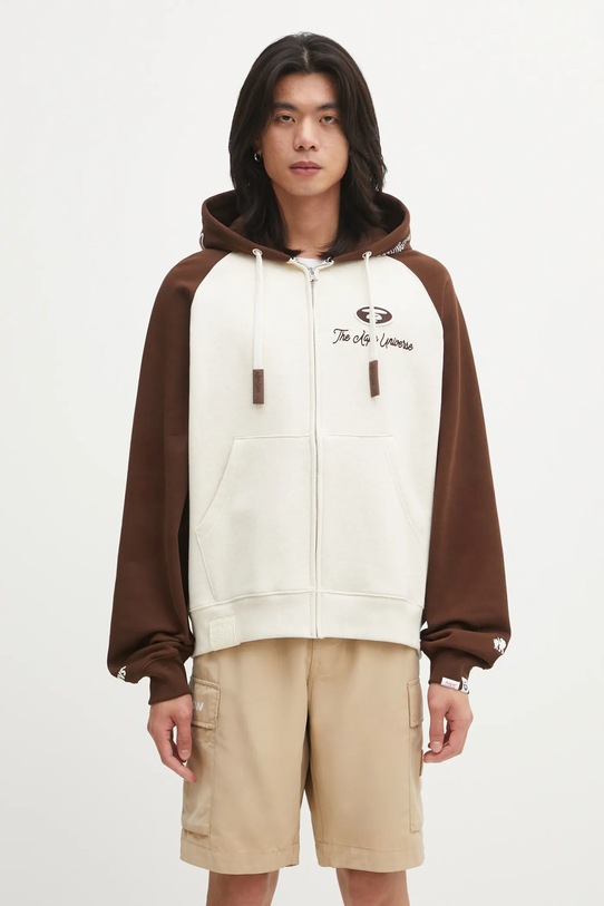 AAPE bluza Main Zip Up Sweater wzorzyste beżowy AAPSWMC387XAP