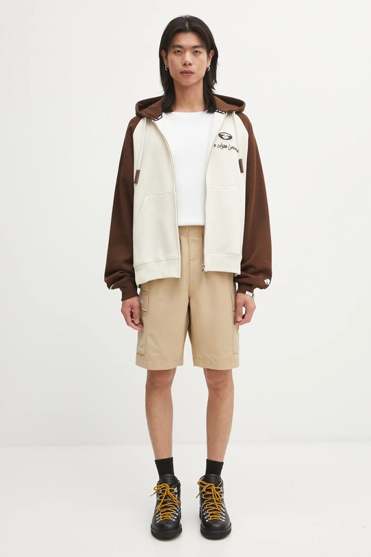AAPE bluza Main Zip Up Sweater AAPSWMC387XAP beżowy