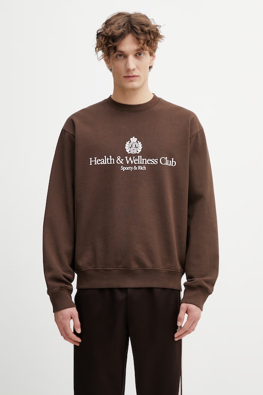 Sporty & Rich H&W Crest bluza oversize bawełniana męska brązowy ST07165241BR03