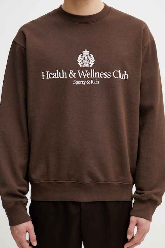 Sporty & Rich H&W Crest bluza oversize bawełniana męska brązowy ST07165241BR03