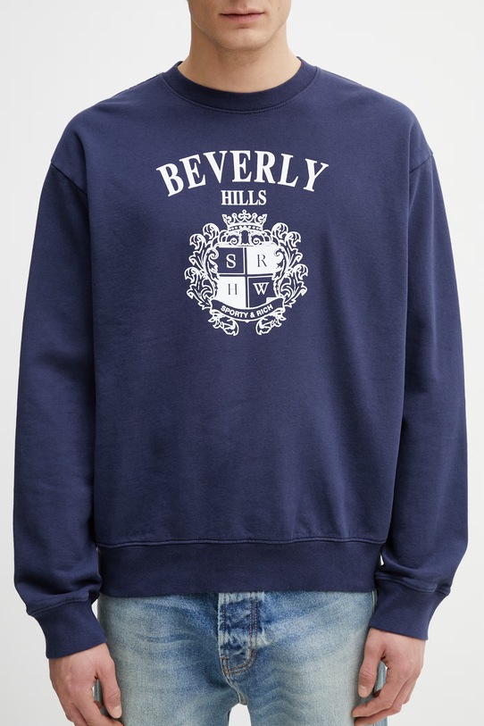 Sporty & Rich BH Crest bluza oversize bawełniana męska granatowy ST07164256BL106