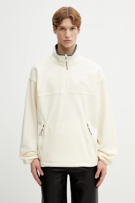 AAPE bluza polarowa bez kaptura beżowy AAPSWMC363XXP
