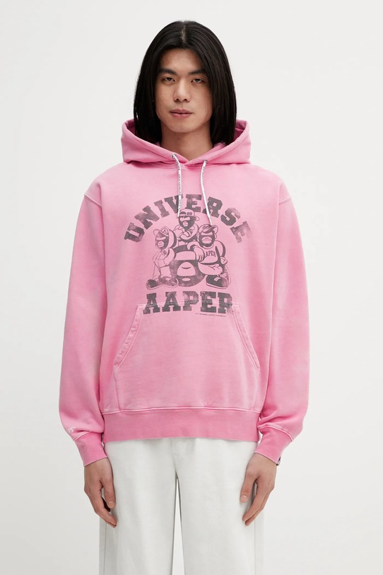 AAPE bluza bawełniana wzorzyste różowy AAPSWMC369XXP